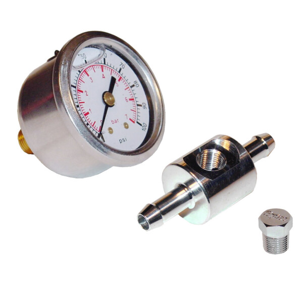 Benzindruckmanometer-Satz (Anzeige 0-7 Bar + Adapter)