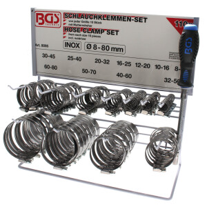 BGS Hose Clamp Set | Stainless | on Display Board | 111...