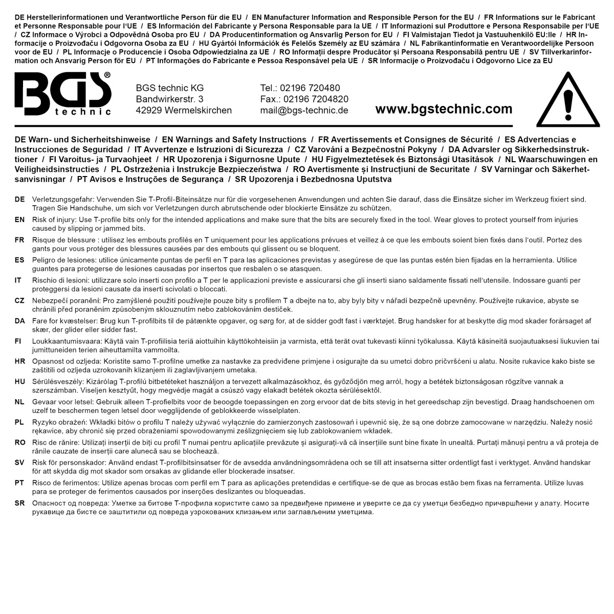 BGS Bit-Einsatz | 6,3 mm (1/4 Zoll) | T-Profil (für Tor