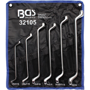 BGS Double Ring Spanner Set | offset | Inch Sizes | 1/4 - 3/4 | 6 pcs. (BGS 32105)