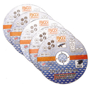 BGS Cutting Discs for Stainless Steel | Ã? 125 x 1.0 x 22.2 mm | 5 pcs. (BGS 3936)