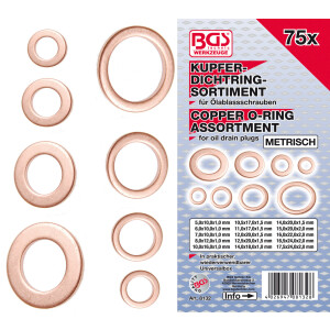 BGS Seal Ring Assortment | Copper | Metric | for Oil...