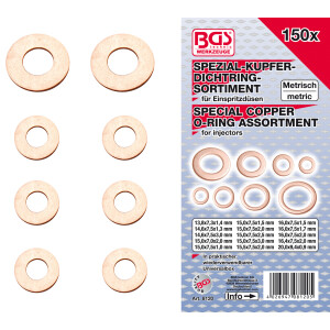 BGS Injector Copper Ring Assortment | 150 pcs. (BGS 8120)