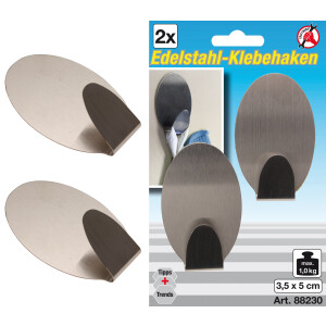 KRAFTMANN Edelstahl-Klebehaken | 35 x 50 mm | 1,0 kg |...