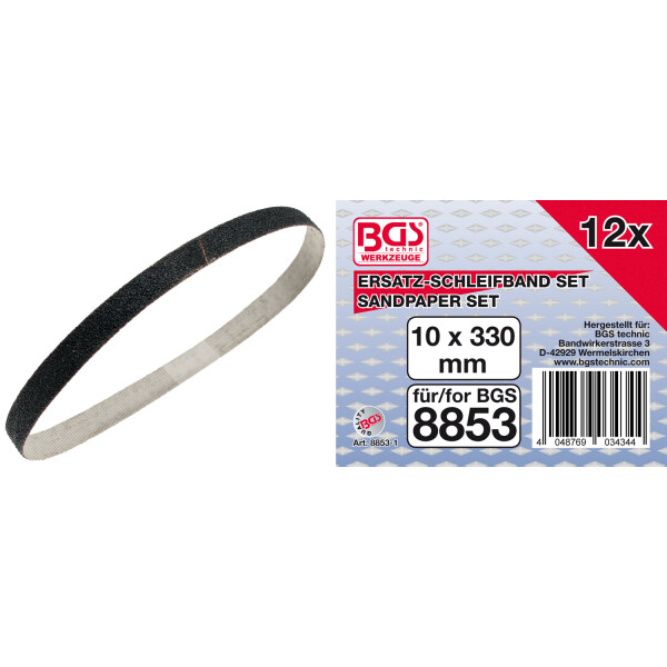 BGS Grinding Belt | 10 mm x 330 mm | 12 pcs. for BGS 8853 (BGS 8853-1)