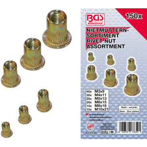 BGS Rivet Nuts Assortment | Galvanized Steel | 150 pcs....