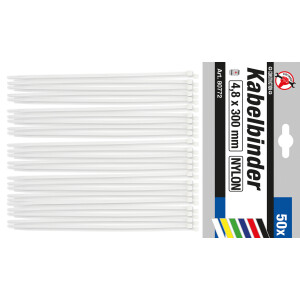 KRAFTMANN Cable Tie Assortment | white | 4.8 x 300 mm |...