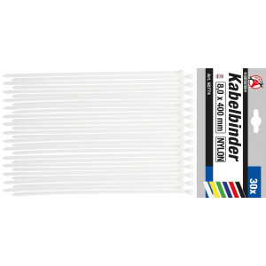 KRAFTMANN Cable Tie Assortment | white | 8.0 x 400 mm |...
