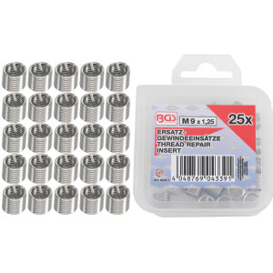 BGS Replacement Thread Inserts | M9 x 1.25 mm | 25 pcs....