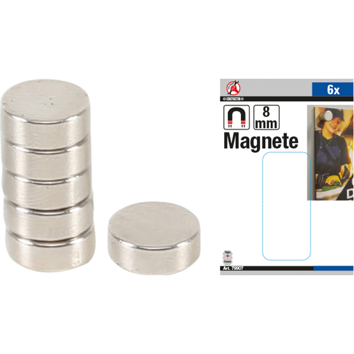 KRAFTMANN Magnet-Satz | extra stark | Ø 8 mm | 6-tlg. (KRAFTMANN 79907)