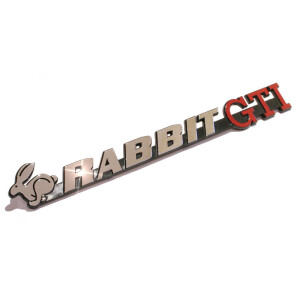Rabbit GTI - Originaler US-Schriftzug in chromglänzend/rot